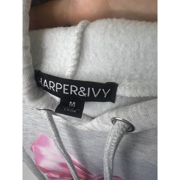 Harper & Ivy Popover Super Soft Plush Hoodie Bow Detail “High Maintenance” SizeM - Picture 7 of 7